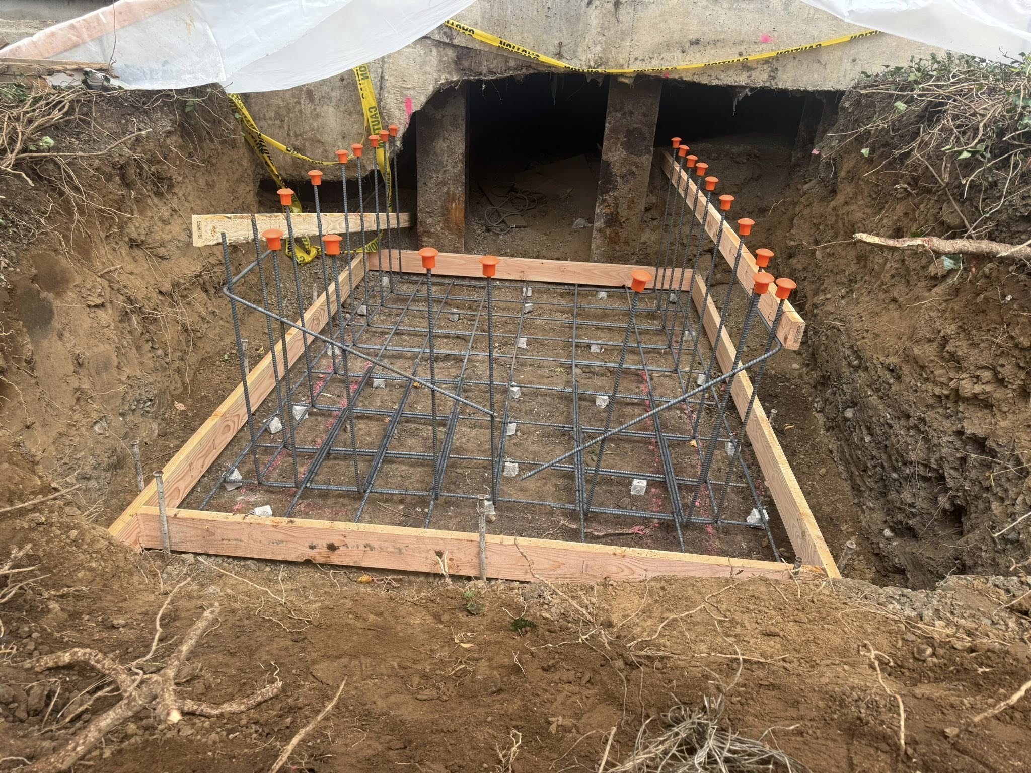 Concrete foundation footings