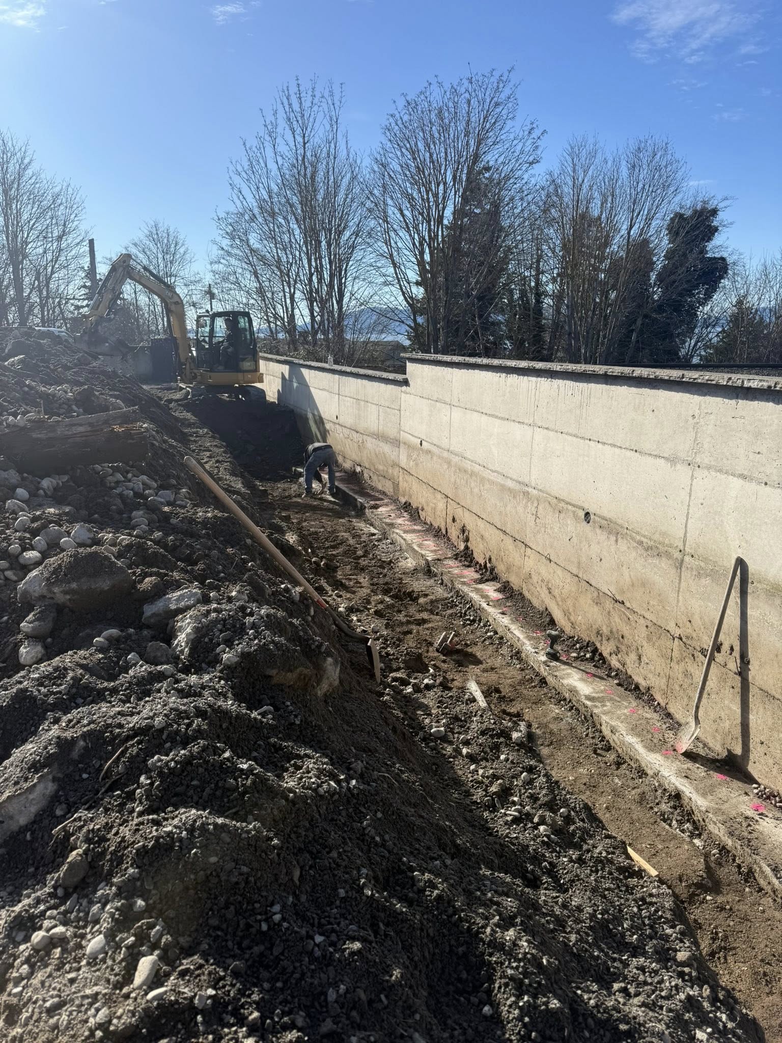 Retaining wall excavation